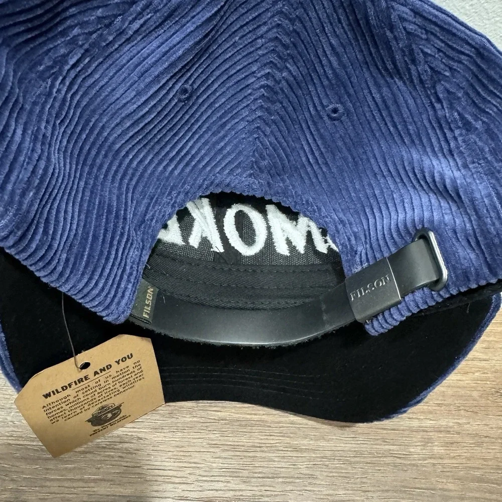Filson Smokey Bear Corduroy Hat Blue Strap‎ Back NWT
